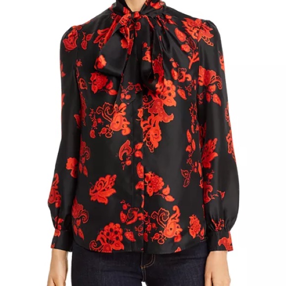 Tory Burch Paisley Silk Bow Blouse